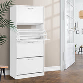 Artiss Shoe Rack Cabinet 60 Pairs 4 Doors - White Chez Guru