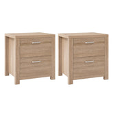 Artiss 2x Bedside Table 2 Drawers - MAXI Pine Chez Guru