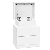Artiss Bedside Table 2 Drawers Lift-up Storage - COLEY White Chez Guru