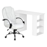 Artiss Computer Desk 120cm Executive Office Chair Set PU Leather High Back White Chez Guru