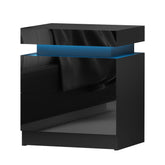 Artiss Bedside Table LED 2 Drawers Lift-up Storage - COLEY Black Chez Guru