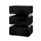 Artiss Bedside Table LED 3 Drawers - LUMI Black - Chez Guru