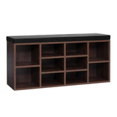 Artiss Shoe Rack Cabinet Bench 10 Cubes - Walnut Chez Guru