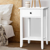 Artiss Bedside Table 1 Drawer with Shelf - BOWIE White Chez Guru