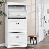 Artiss Shoe Rack Cabinet 18 Pairs 3-tier White Sena Chez Guru