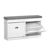 Artiss Shoe Rack Cabinet Bench 8 Pairs White Chez Guru