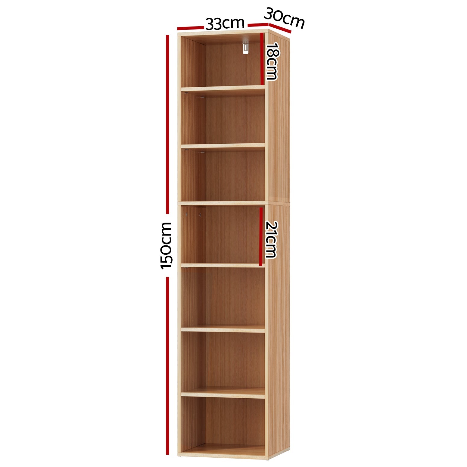 Artiss Bookshelf 7 Tiers MILO Pine Chez Guru