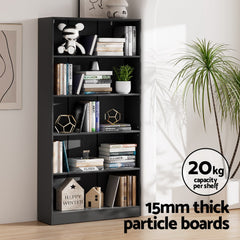 Artiss Bookshelf 5 Tiers ANTON Black Chez Guru