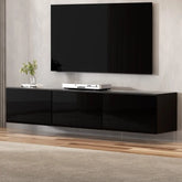 Artiss Floating Entertainment Unit TV Cabinet High Glossy Black 3 Cabinets 200CM - Chez Guru