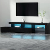 Artiss Entertainment Unit TV Cabinet LED 215cm Black Caya - Chez Guru