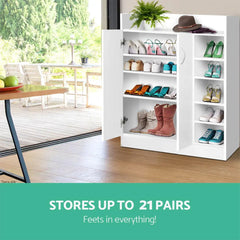 Artiss Shoe Rack Cabinet 21 Pairs Adjustable Shelves White Clair Chez Guru