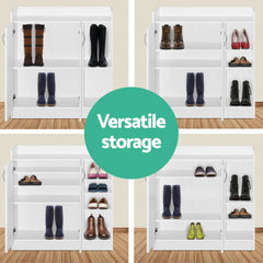 Artiss Shoe Rack Cabinet 21 Pairs Adjustable Shelves White Clair Chez Guru