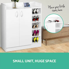 Artiss Shoe Rack Cabinet 21 Pairs Adjustable Shelves White Clair Chez Guru