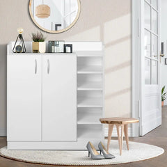 Artiss Shoe Rack Cabinet 21 Pairs Adjustable Shelves White Clair Chez Guru