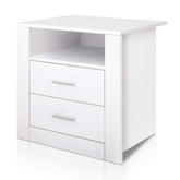 Artiss Bedside Table 2 Drawers with Shelf - TARA White Chez Guru