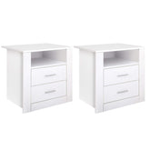 Artiss 2 X Bedside Table 2 Drawers with Shelf - TARA White Chez Guru