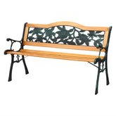 Gardeon Outdoor Garden Bench Seat 126cm Wooden Cast Iron 3 Seater Patio Furniture Chez Guru