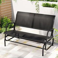 Gardeon Outdoor Garden Bench Seat Swing Glider Rocking 2 Seater Patio Furniture Black Chez Guru