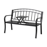 Gardeon Outdoor Garden Bench Seat Loveseat Steel Foldable Table Patio Furniture Black Chez Guru