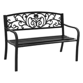 Gardeon Outdoor Garden Bench Seat Steel Outdoor Furniture 3 Seater Park Black Chez Guru