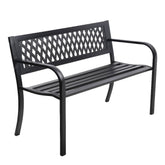 Gardeon Outdoor Garden Bench Seat Steel Outdoor Furniture 2 Seater Park Black Chez Guru