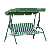 Gardeon Outdoor Swing Chair Garden Bench Furniture Canopy 3 Seater White Green Chez Guru
