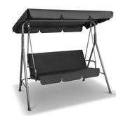 Gardeon Outdoor Swing Chair Garden Bench Furniture Canopy 3 Seater Black Chez Guru