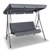 Gardeon Outdoor Swing Chair Garden Bench Furniture Canopy 3 Seater Grey Chez Guru