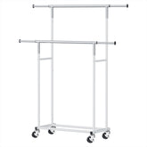 Artiss Clothes Rack Double Rod Airer Rail Coat Stand Adjustable Hanger