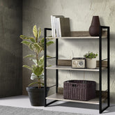 Artiss Bookshelf 3 Tiers - NOE Black and Oak Chez Guru
