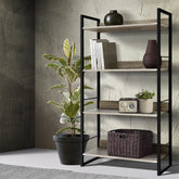Artiss Bookshelf 4 Tiers - NOE Black and Oak Chez Guru