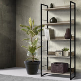 Artiss Bookshelf 5 Tiers - NOE Black and Oak Chez Guru