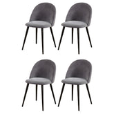 Artiss Dining Chairs Set of 4 Velvet Solid Curved Dark Grey