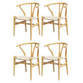 1 Set of 4 Artiss Dining Chairs Wooden Rattan Seat Wishbone Back Chez Guru