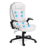 Artiss 8 Point Massage Office Chair Heated Seat Recliner PU White Chez Guru