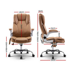 Artiss 8 Point Massage Office Chair PU Leather Brown Chez Guru