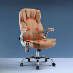 Artiss 8 Point Massage Office Chair PU Leather Brown Chez Guru
