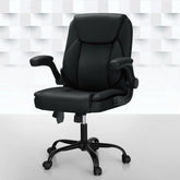Artiss 2 Point Massage Office Chair Leather Mid Back Black Chez Guru