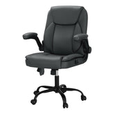 Artiss 2 Point Massage Office Chair Leather Mid Back Grey Chez Guru