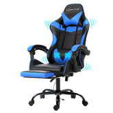 Artiss 2 Point Massage Gaming Office Chair Footrest Blue Chez Guru