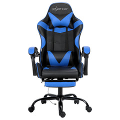 Artiss 2 Point Massage Gaming Office Chair Footrest Blue Chez Guru
