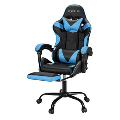 Artiss 2 Point Massage Gaming Office Chair Footrest Cyan Blue Chez Guru