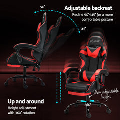 Artiss 2 Point Massage Gaming Office Chair Footrest Red Chez Guru