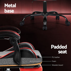 Artiss 2 Point Massage Gaming Office Chair Footrest Red Chez Guru