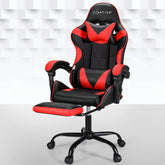Artiss 2 Point Massage Gaming Office Chair Footrest Red Chez Guru