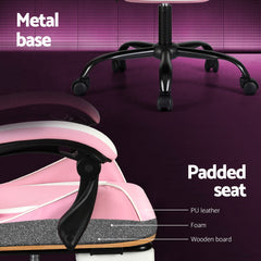 Artiss 2 Point Massage Gaming Office Chair Footrest Pink Chez Guru