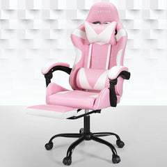 Artiss 2 Point Massage Gaming Office Chair Footrest Pink Chez Guru
