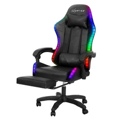 Artiss 6 Point Massage Gaming Office Chair 7 LED Footrest Black Chez Guru