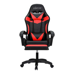 Artiss 6 Point Massage Gaming Office Chair 7 LED Footrest Red Chez Guru