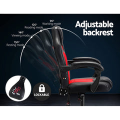 Artiss 2 Point Massage Gaming Office Chair PU Leather Red Chez Guru